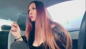 Big tits Long hair Artemisia Love Smoking session in the car