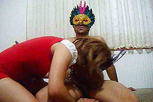 Couple In Masks Oral Fucking