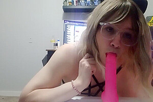 Dildo Sucking And Ball Slapping