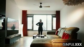 Maya anxiously awaits late Adam when intruder shocks her at SinfulXXX